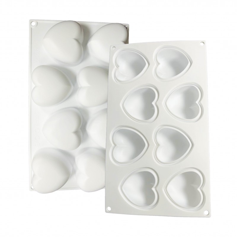 Moule Gâteau Silicone Coeurs - 8pcs - Effet 3D