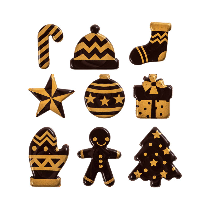 Dark Chocolate Christmas Figurines - 135 pcs / 3 cm