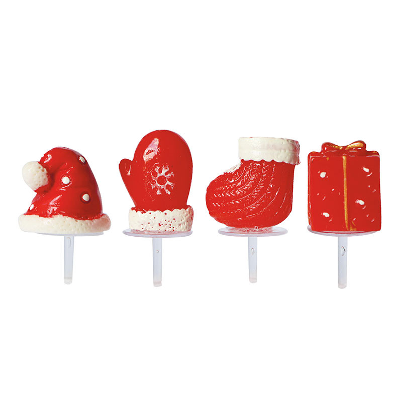 48 Plastic Decorations - hats, shoes, gifts and gloves