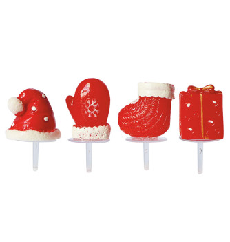 48 Plastic Decorations - hats, shoes, gifts and gloves