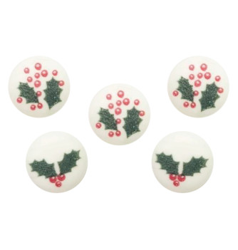 Sugar Decorations "Holly Leaves" - 24 pieces