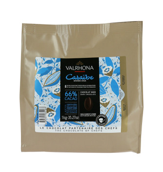 Chocolat de Couverture 1kg VALRHONA - Noir Caraïbe 66% Cacao