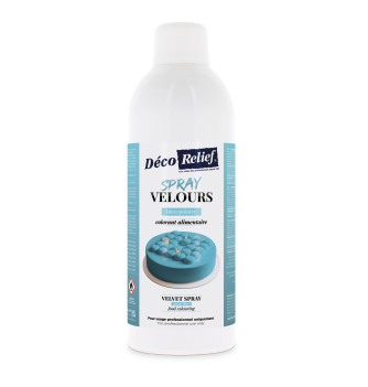 Spray velours bleu polaire à base de beurre de cacao, prêt à l'emploi, en format professionnel 400ml.