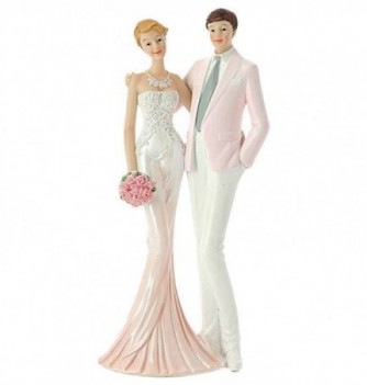 Figurine Gâteau Mariage Couple de Mariés Rose