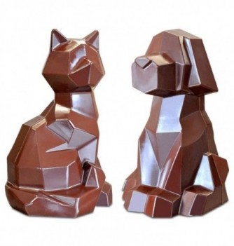 Moule Chocolat Professionnel Chien & Chat Origami 2 sujets