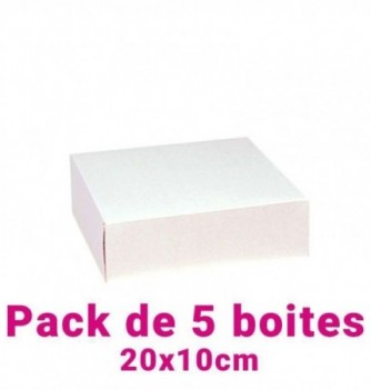 Set of 5 White Square Pastry Boxes (20x10cm)