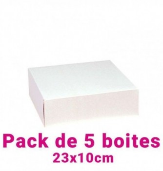 Set of 5 White Square Pastry Boxes (23x10cm)