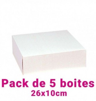Set of 5 White Square Pastry Boxes (26x10cm)