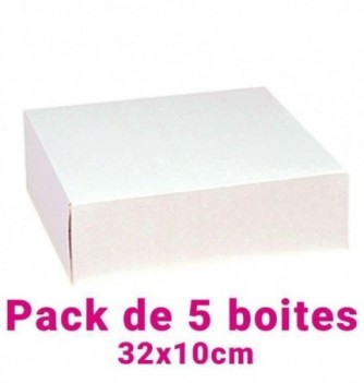 Set of 5 White Square Pastry Boxes (32x10cm)