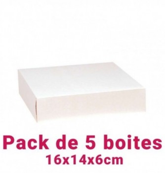 Set of 5 White Rectangular Pastry Boxes (16x14x6cm)