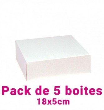 Set of 5 White Square Pastry Boxes (18x5cm)