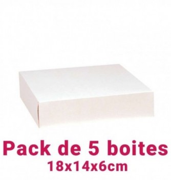 Set of 5 White Rectangular Pastry Boxes (18x14x6cm)