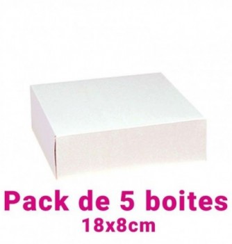 Set of 5 White Square Pastry Boxes (18x8cm)