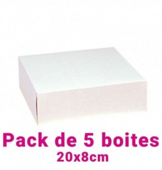 Set of 5 White Square Pastry Boxes (20x8cm)