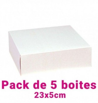 Set of White Square Pastry Boxes (23x5cm)