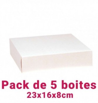 Lot de 5 boites pâtissières rectangulaire blc 23x16x8cm