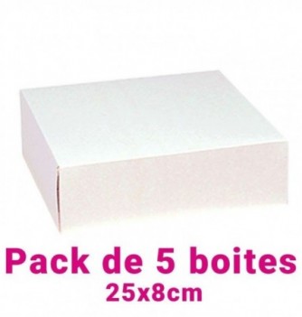 Set of 5 White Square Pastry Boxes (25x8cm)