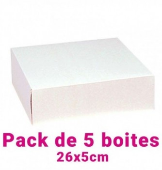 Set of 5 White Square Pastry Boxes (26x5cm)