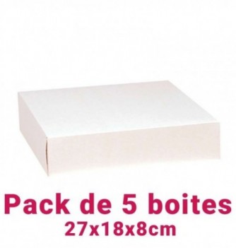 Set of 5 White Rectangular Pastry Boxes (27x18x8cm)