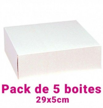 Set of 5 White Square Pastry Boxes (29x5cm)