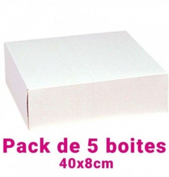 Set of 5 White Square Pastry Boxes (40x8cm)