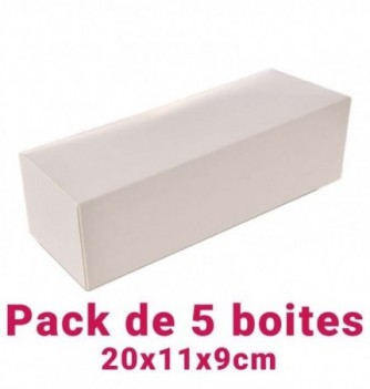 Set of 5 White Rectangular Pastry Boxes (20x11x9cm)