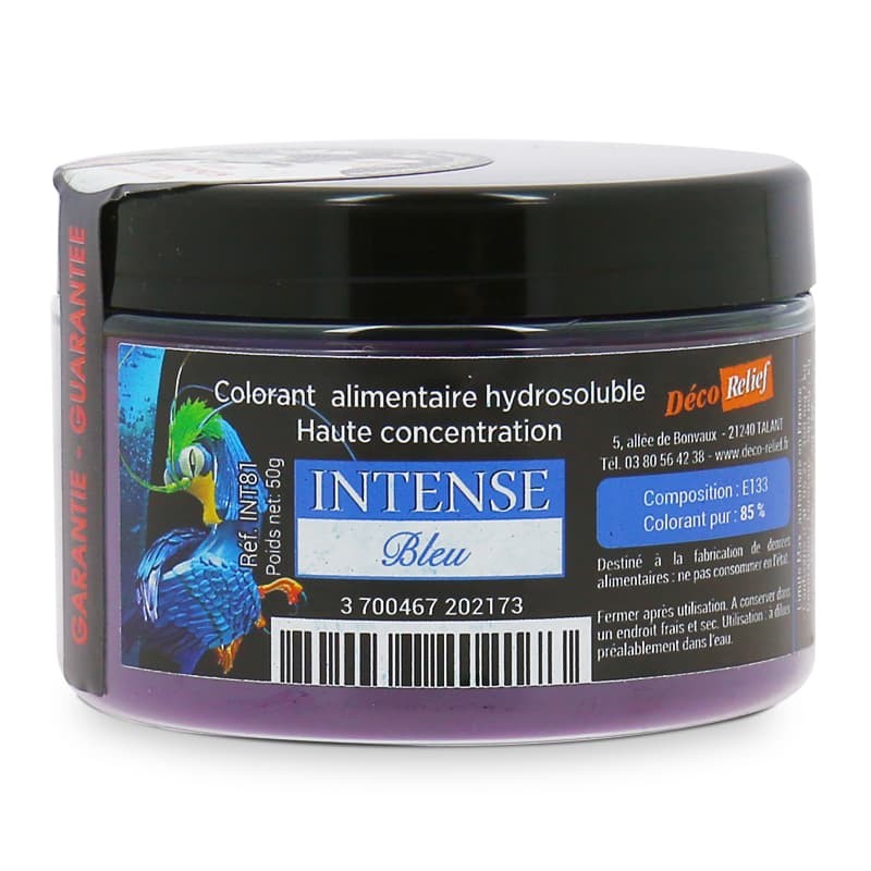 Colorant Alimentaire Hydrosoluble Intense en Poudre - Bleu - 50g