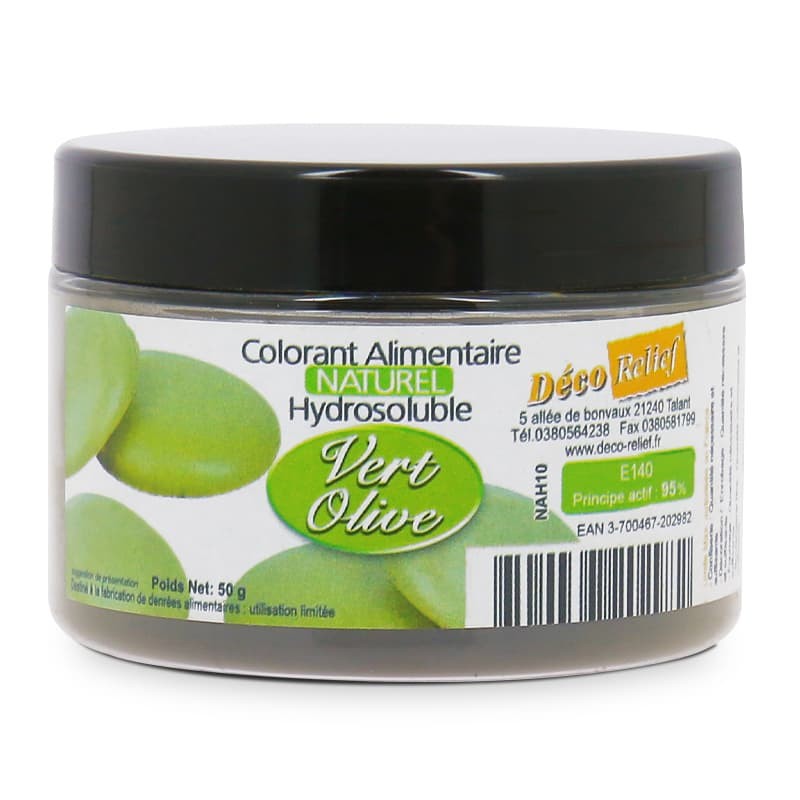 Colorant Alimentaire Naturel Hydrosoluble en Poudre - Vert Olive