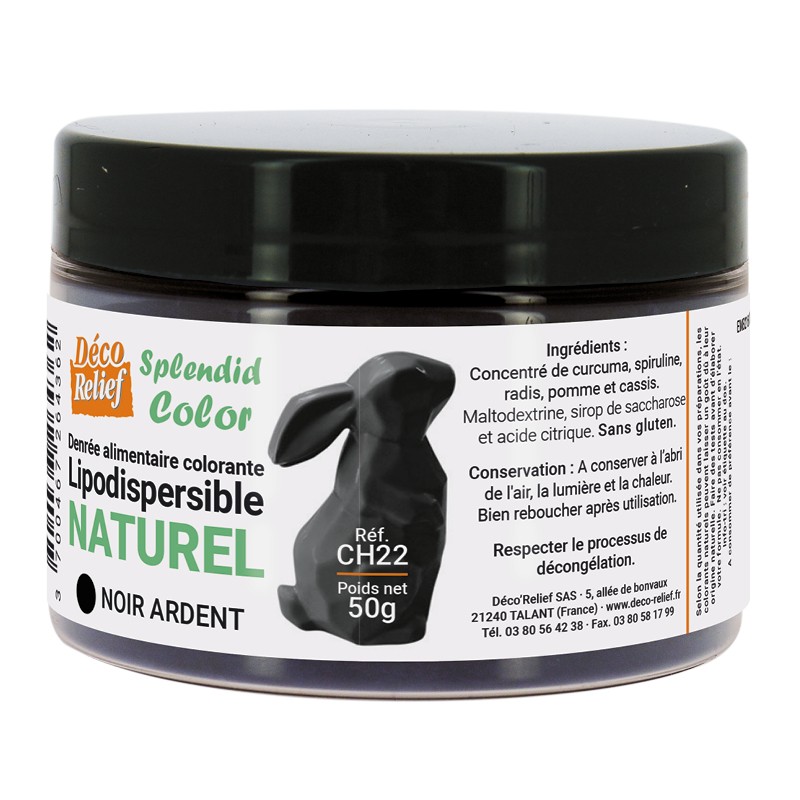 Denrée Alimentaire Colorante Lipodispersible Naturel Noir Graphite 50g