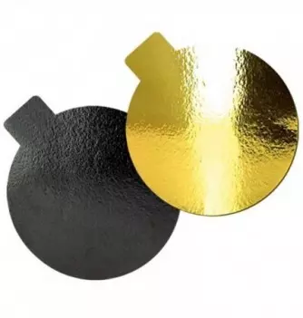 x40 Gold/Black Round Cardboard Cake Base (8cm)