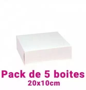 Lot de 5 boites pâtissières carrées blc 20x10cm