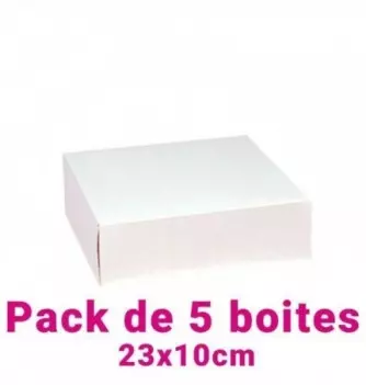 Set of 5 White Square Pastry Boxes (23x10cm)