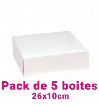 Lot de 5 boites pâtissières carrées blc 26x10cm