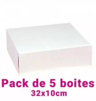 Set of 5 White Square Pastry Boxes (32x10cm)