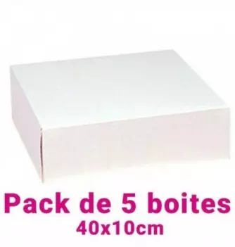 Lot de 5 boites pâtissières carrées blc 40x10cm