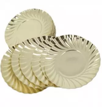 40 Cardboard Plates Gold/White