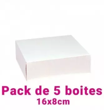 Lot de 5 boites pâtissières carrées blc 16x8cm