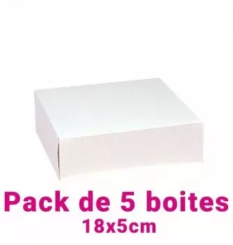 Lot de 5 boites pâtissières carrées blc 18x5cm