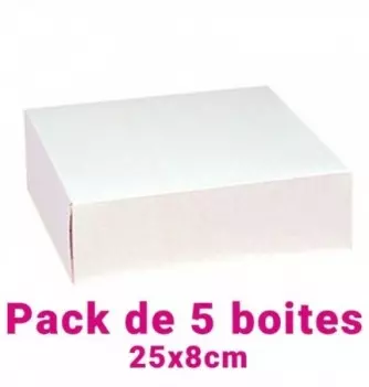 Lot de 5 boites pâtissières carrées blc 25x8cm