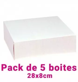 Lot de 5 boites pâtissières carrées blc 28x8cm