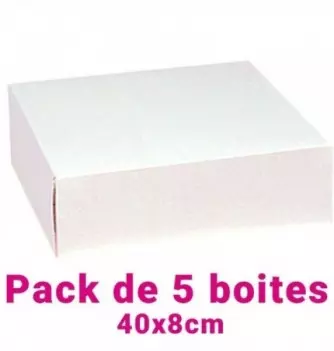 Lot de 5 boites pâtissières carrées blc 40x8cm