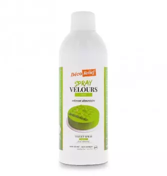 Bombe de spray velours vert à base de beurre de cacao, prêt à l'emploi, en format professionnel 400ml.