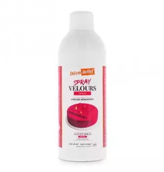 Bombe de spray velours fuchsia à base de beurre de cacao, prêt à l'emploi, en format professionnel 400ml.