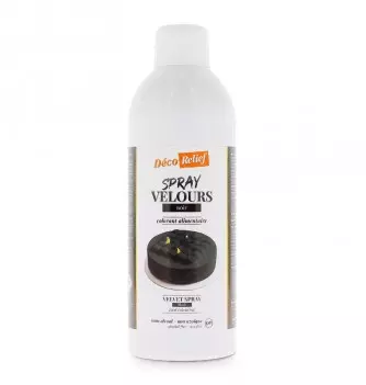 Bombe de spray velours noir à base de beurre de cacao, prêt à l'emploi, en format professionnel 400ml.