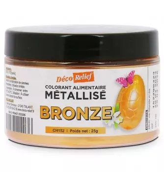 Pot de 25g de colorant alimentaire métallisé en poudre, couleur bronze