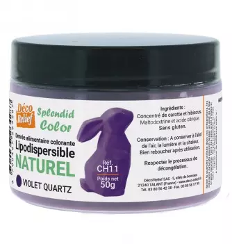 Pot de colorant alimentaire naturel lipodispersible violet