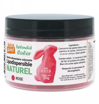 Pot de colorant alimentaire naturel lipodispersible rose